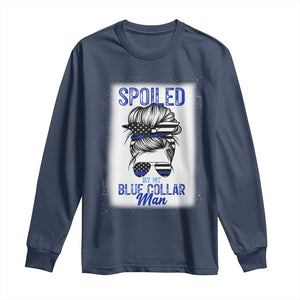 Blue Collar Wife Life Messy Bun Long Sleeve Shirt TS14 Navy Print Your Wear
