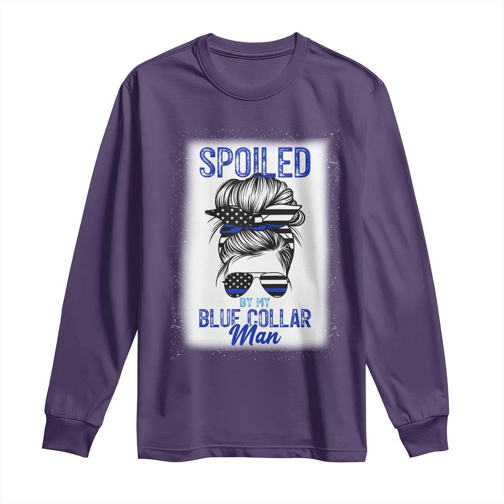 Blue Collar Wife Life Messy Bun Long Sleeve Shirt TS14 Purple Print Your Wear