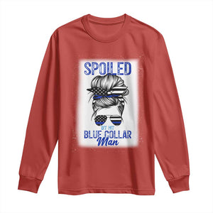 Blue Collar Wife Life Messy Bun Long Sleeve Shirt TS14 Red Print Your Wear