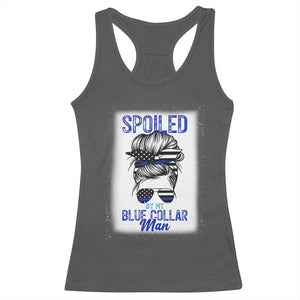 Blue Collar Wife Life Messy Bun Racerback Tank Top TS14 Dark Heather Print Your Wear
