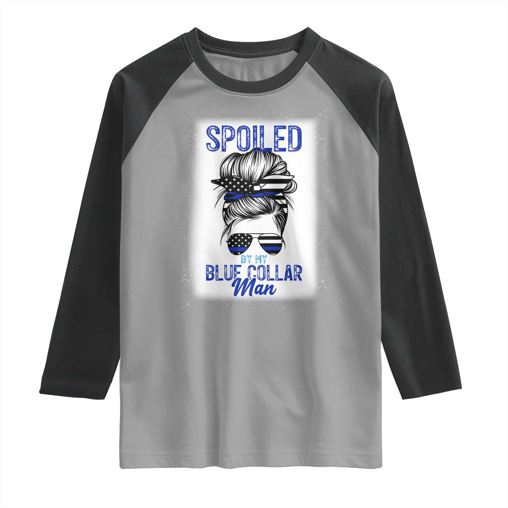 Blue Collar Wife Life Messy Bun Raglan Shirt TS14 Sport Gray Black Print Your Wear