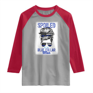 Blue Collar Wife Life Messy Bun Raglan Shirt TS14 Sport Gray Red Print Your Wear