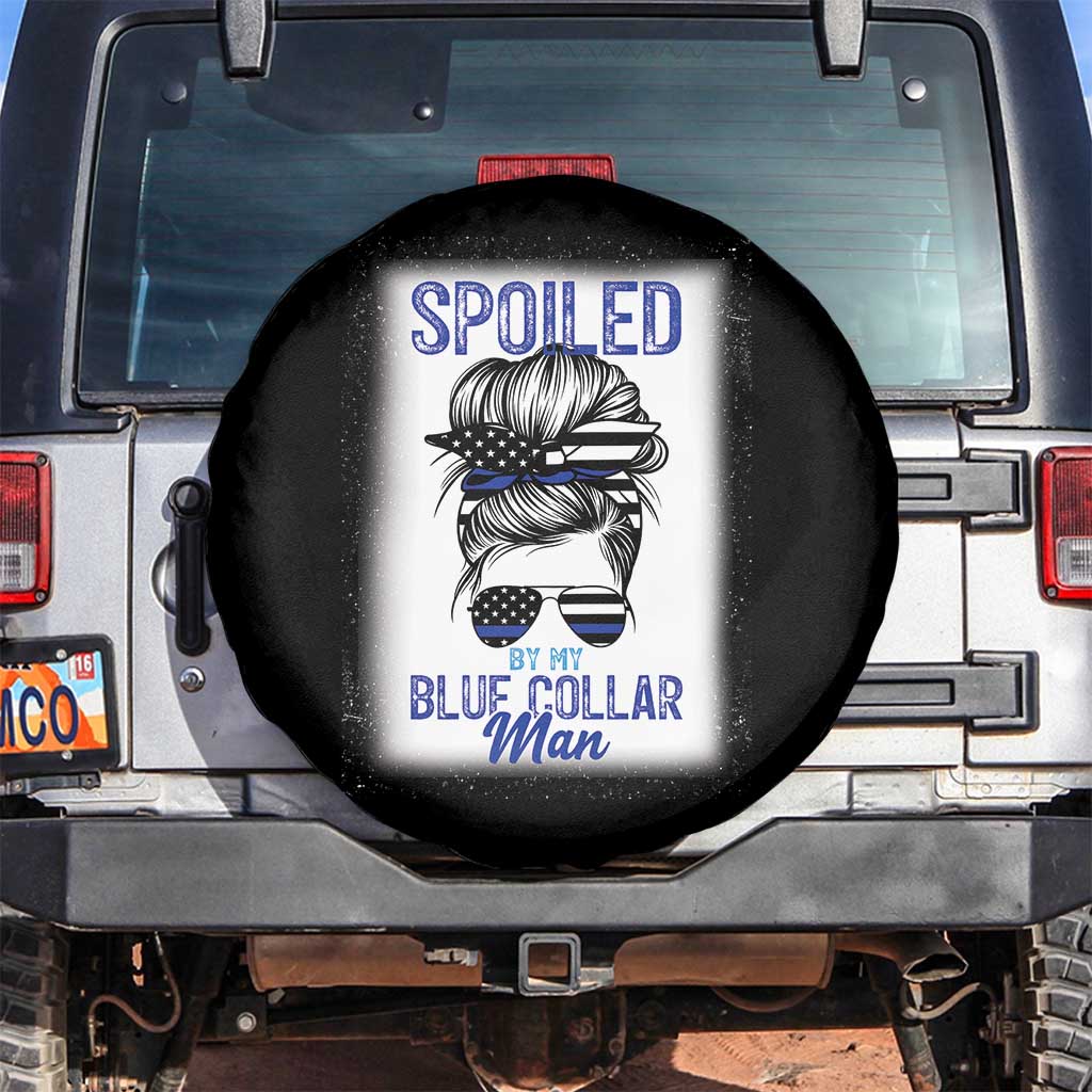 Blue Collar Wife Life Messy Bun Spare Tire Cover TS14 No hole Black Print Your Wear