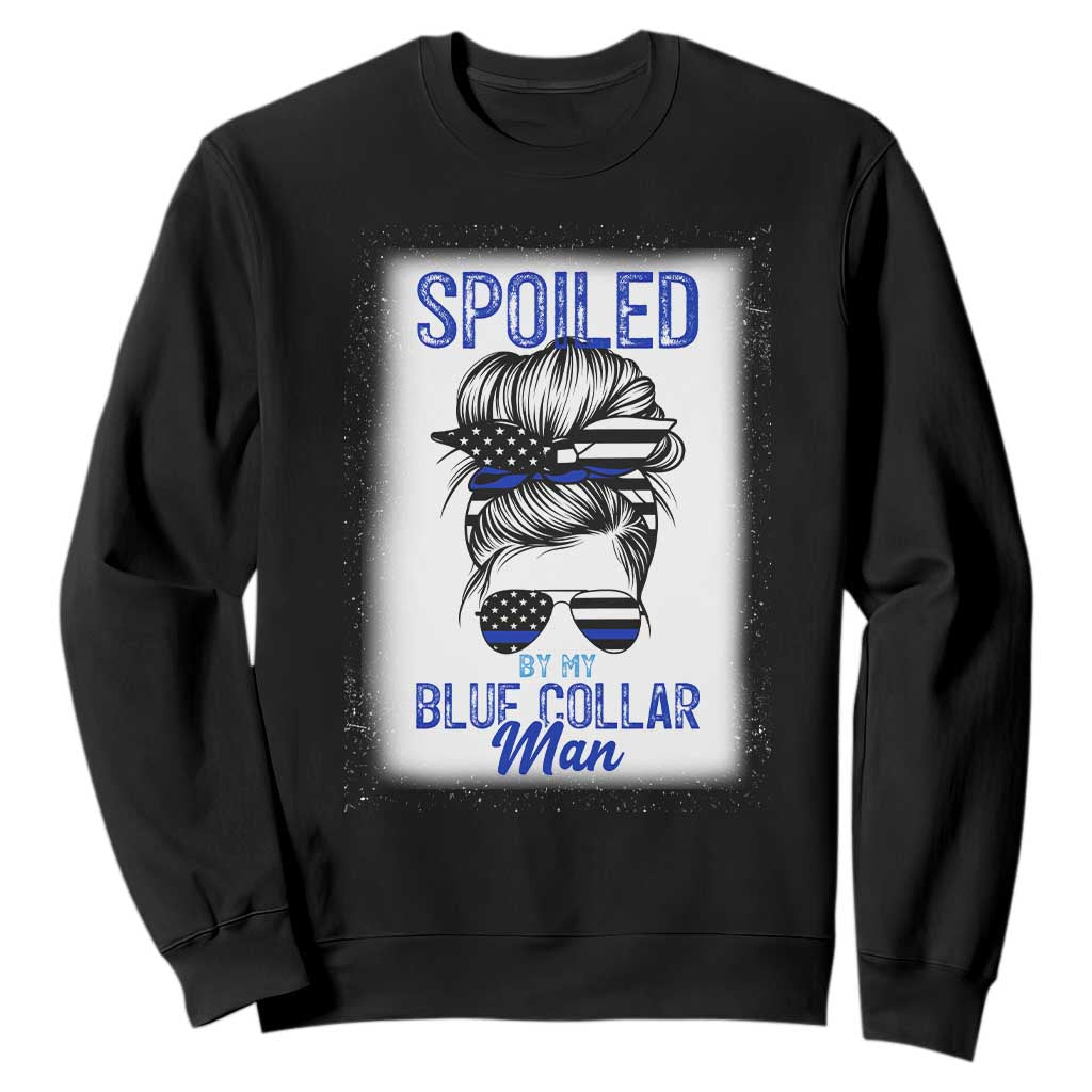 Blue Collar Wife Life Messy Bun Sweatshirt TS14 Black Print Your Wear