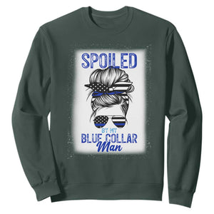 Blue Collar Wife Life Messy Bun Sweatshirt TS14 Dark Forest Green Print Your Wear