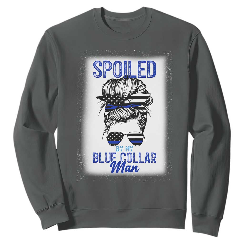 Blue Collar Wife Life Messy Bun Sweatshirt TS14 Dark Heather Print Your Wear