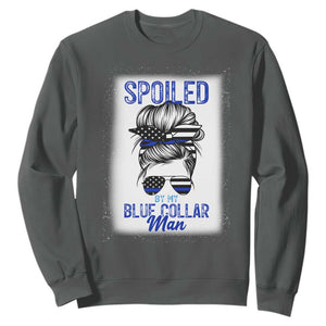 Blue Collar Wife Life Messy Bun Sweatshirt TS14 Dark Heather Print Your Wear