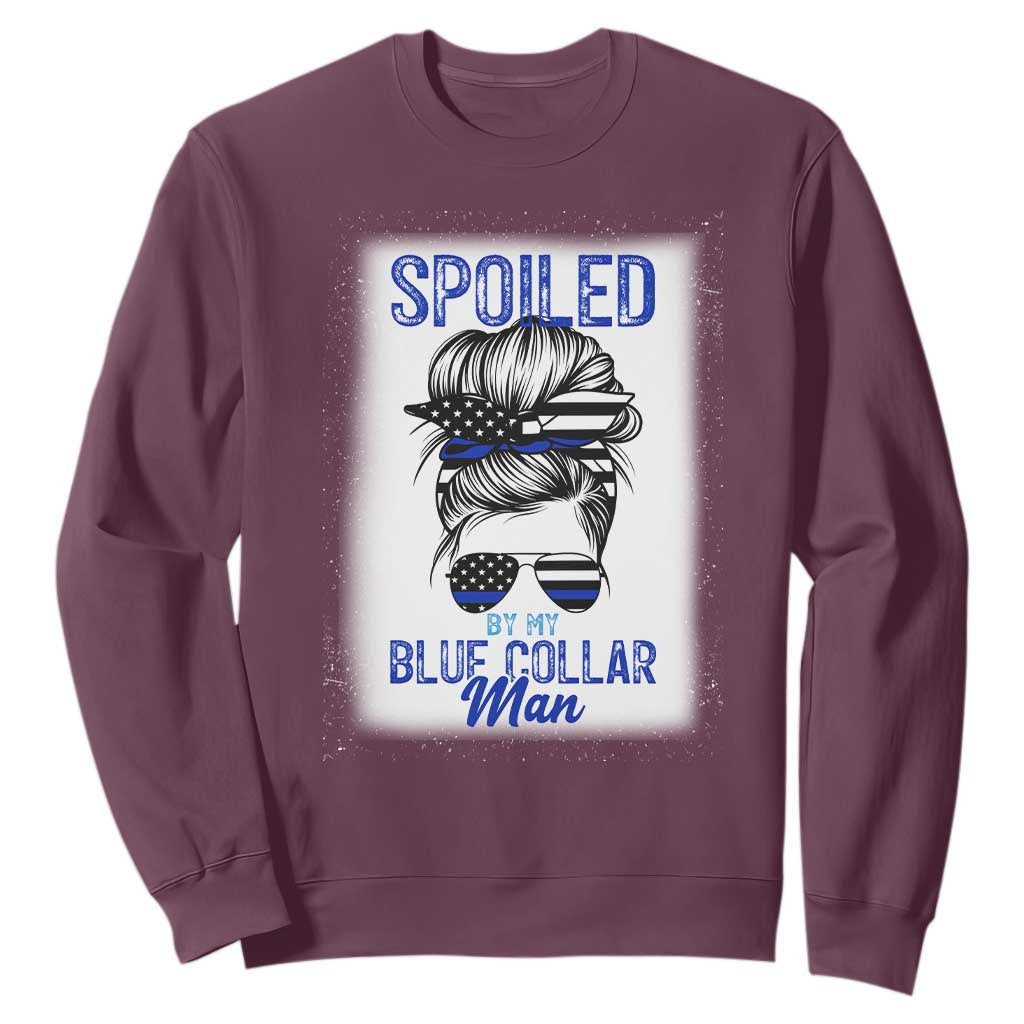 Blue Collar Wife Life Messy Bun Sweatshirt TS14 Maroon Print Your Wear
