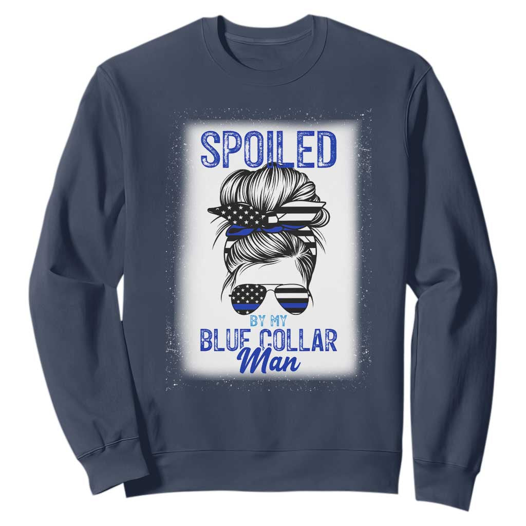 Blue Collar Wife Life Messy Bun Sweatshirt TS14 Navy Print Your Wear