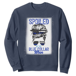 Blue Collar Wife Life Messy Bun Sweatshirt TS14 Navy Print Your Wear