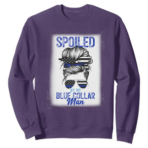 Blue Collar Wife Life Messy Bun Sweatshirt TS14 Purple Print Your Wear