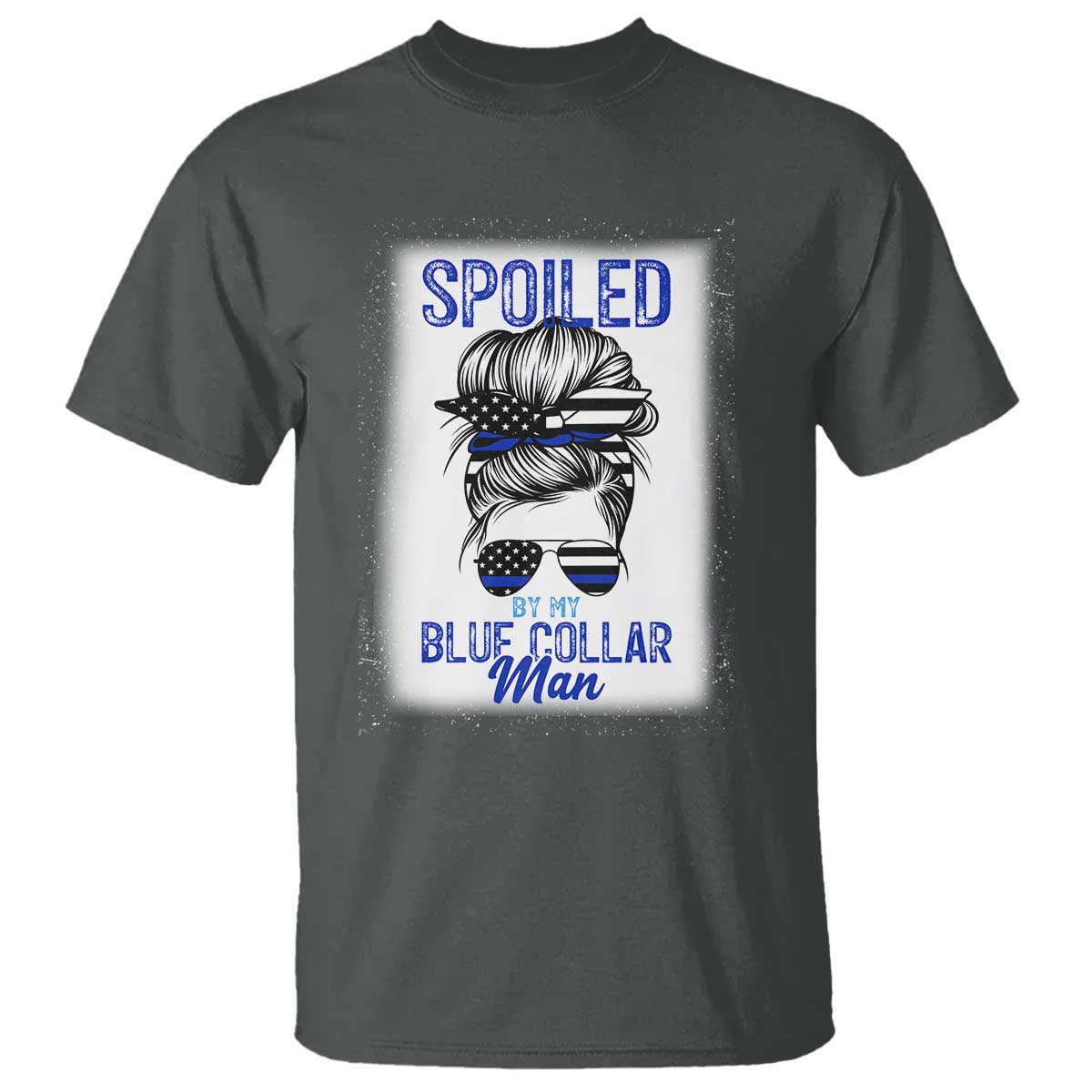 Blue Collar Wife Life Messy Bun T Shirt TS14 Dark Heather Print Your Wear