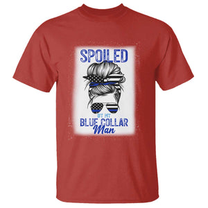 Blue Collar Wife Life Messy Bun T Shirt TS14 Red Print Your Wear