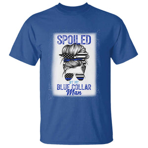 Blue Collar Wife Life Messy Bun T Shirt TS14 Royal Blue Print Your Wear