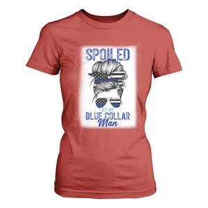 Blue Collar Wife Life Messy Bun T Shirt For Women TS14 Red Print Your Wear