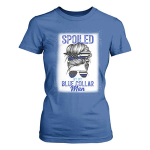 Blue Collar Wife Life Messy Bun T Shirt For Women TS14 Royal Blue Print Your Wear
