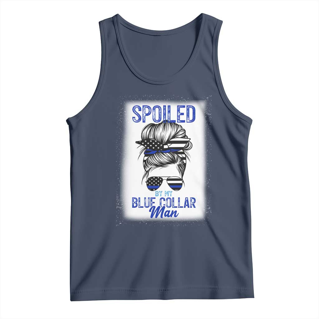 Blue Collar Wife Life Messy Bun Tank Top TS14 Navy Print Your Wear