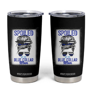 Blue Collar Wife Life Messy Bun Tumbler Cup TS14 Black Print Your Wear