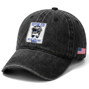 Blue Collar Wife Life Messy Bun Washed Cotton Baseball Cap TS14 Print Your Wear