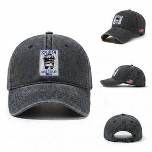 Blue Collar Wife Life Messy Bun Washed Cotton Baseball Cap TS14 Washed Cap Universal Fit Dark Gray Print Your Wear
