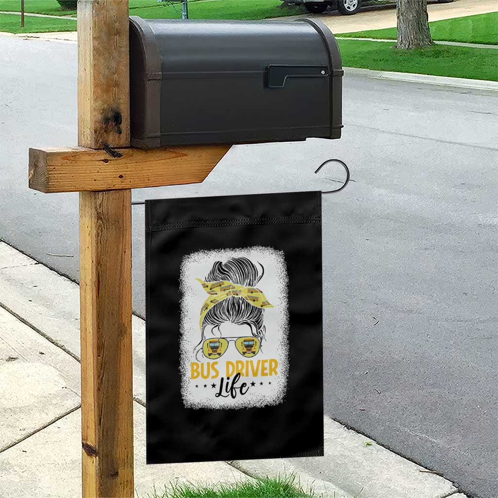 Messy Bun School Bus Driver Life Garden Flag TS14 Print Your Wear
