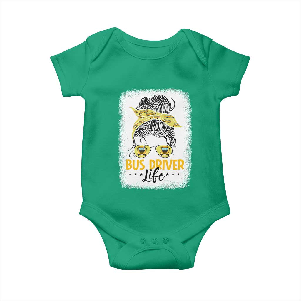 Messy Bun School Bus Driver Life Baby Onesie TS14 Irish Green Print Your Wear