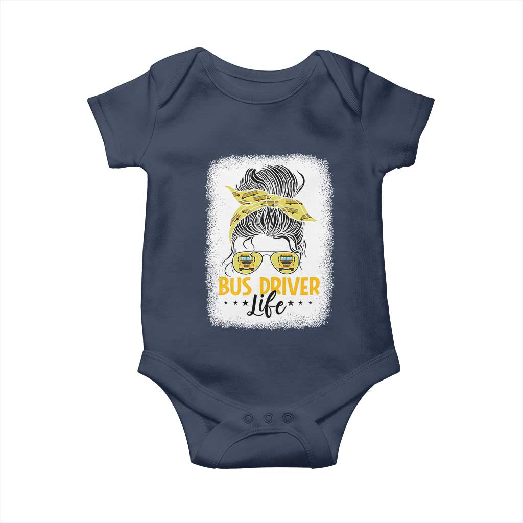Messy Bun School Bus Driver Life Baby Onesie TS14 Navy Print Your Wear