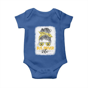 Messy Bun School Bus Driver Life Baby Onesie TS14 Royal Blue Print Your Wear