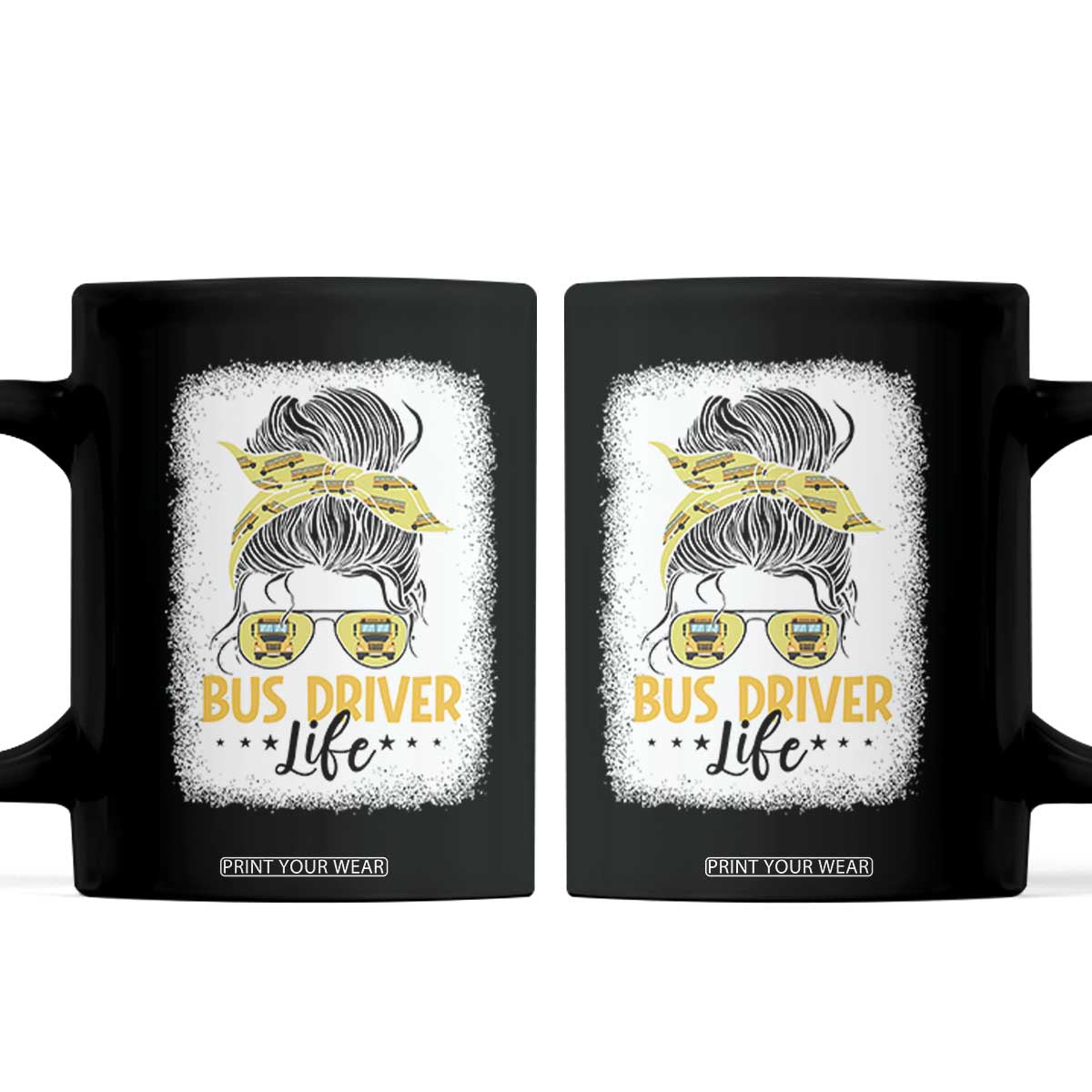 Messy Bun School Bus Driver Life Coffee Mug TS14 Black Print Your Wear