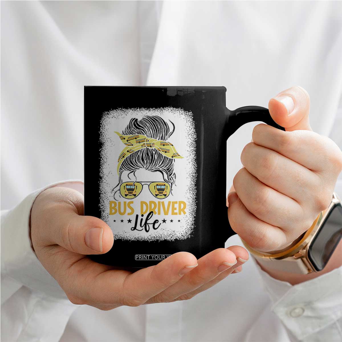 Messy Bun School Bus Driver Life Coffee Mug TS14 Print Your Wear