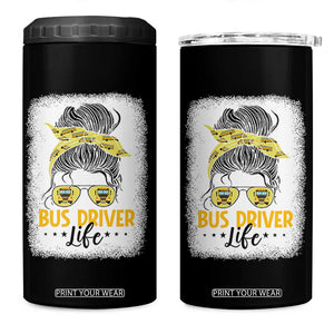 Messy Bun School Bus Driver Life 4 in 1 Can Cooler Tumbler TS14 One Size: 16 oz Black Print Your Wear