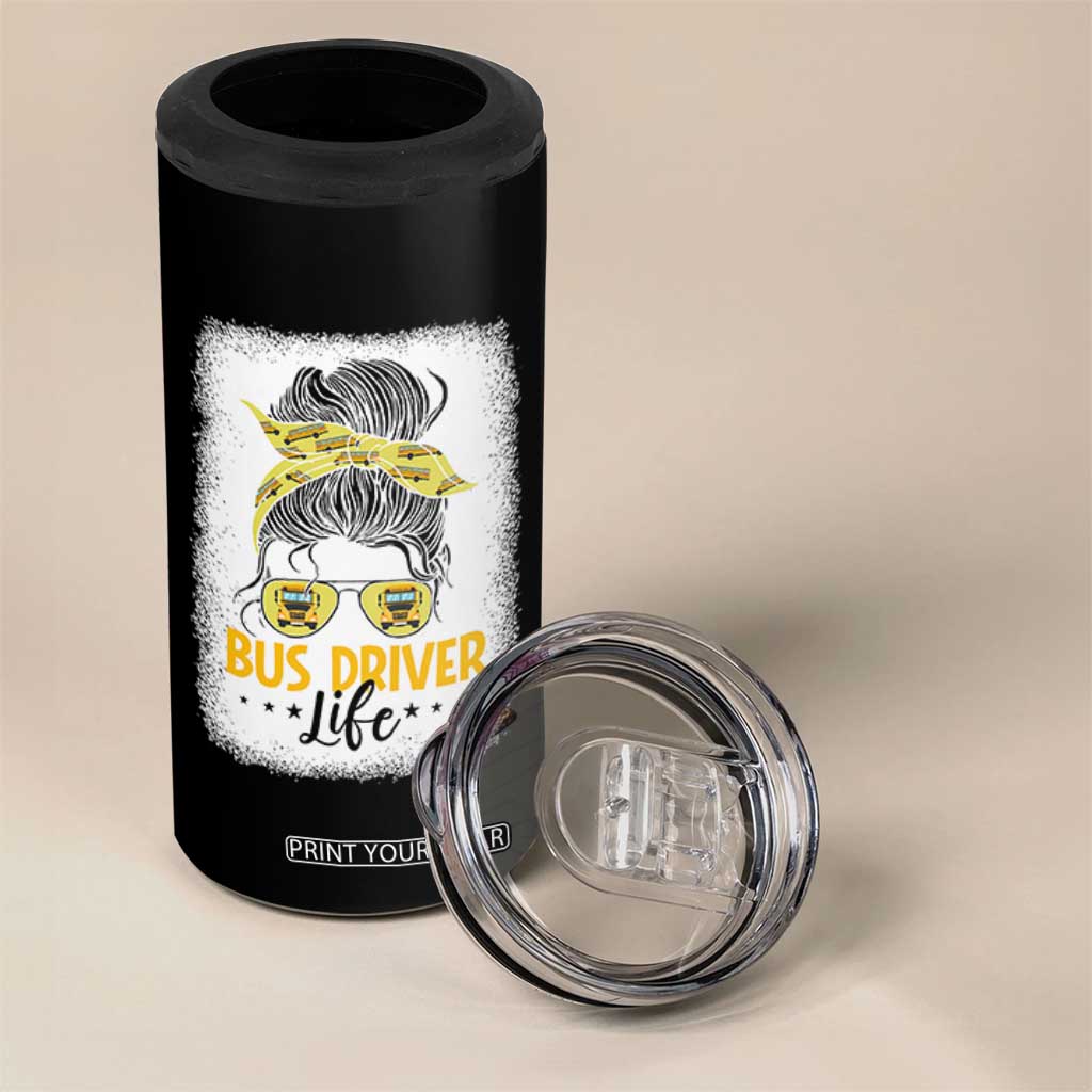 Messy Bun School Bus Driver Life 4 in 1 Can Cooler Tumbler TS14 Print Your Wear