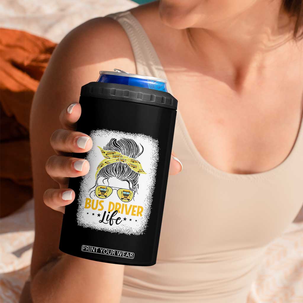 Messy Bun School Bus Driver Life 4 in 1 Can Cooler Tumbler TS14 Print Your Wear