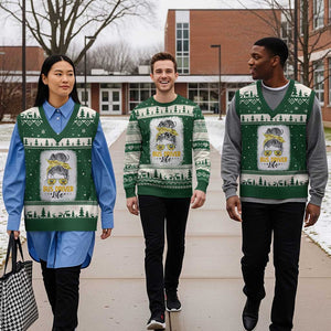Messy Bun School Bus Driver Life V-Neck Knit Sweater Vest TS14 Forest Green Beige Print Your Wear