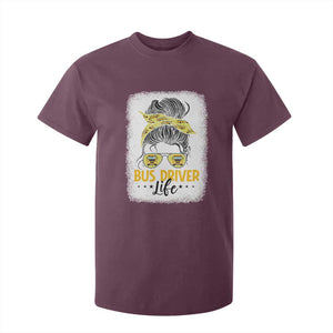 Messy Bun School Bus Driver Life T Shirt For Kid TS14 Maroon Print Your Wear