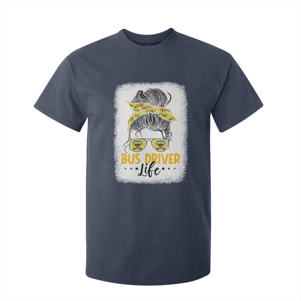 Messy Bun School Bus Driver Life T Shirt For Kid TS14 Navy Print Your Wear