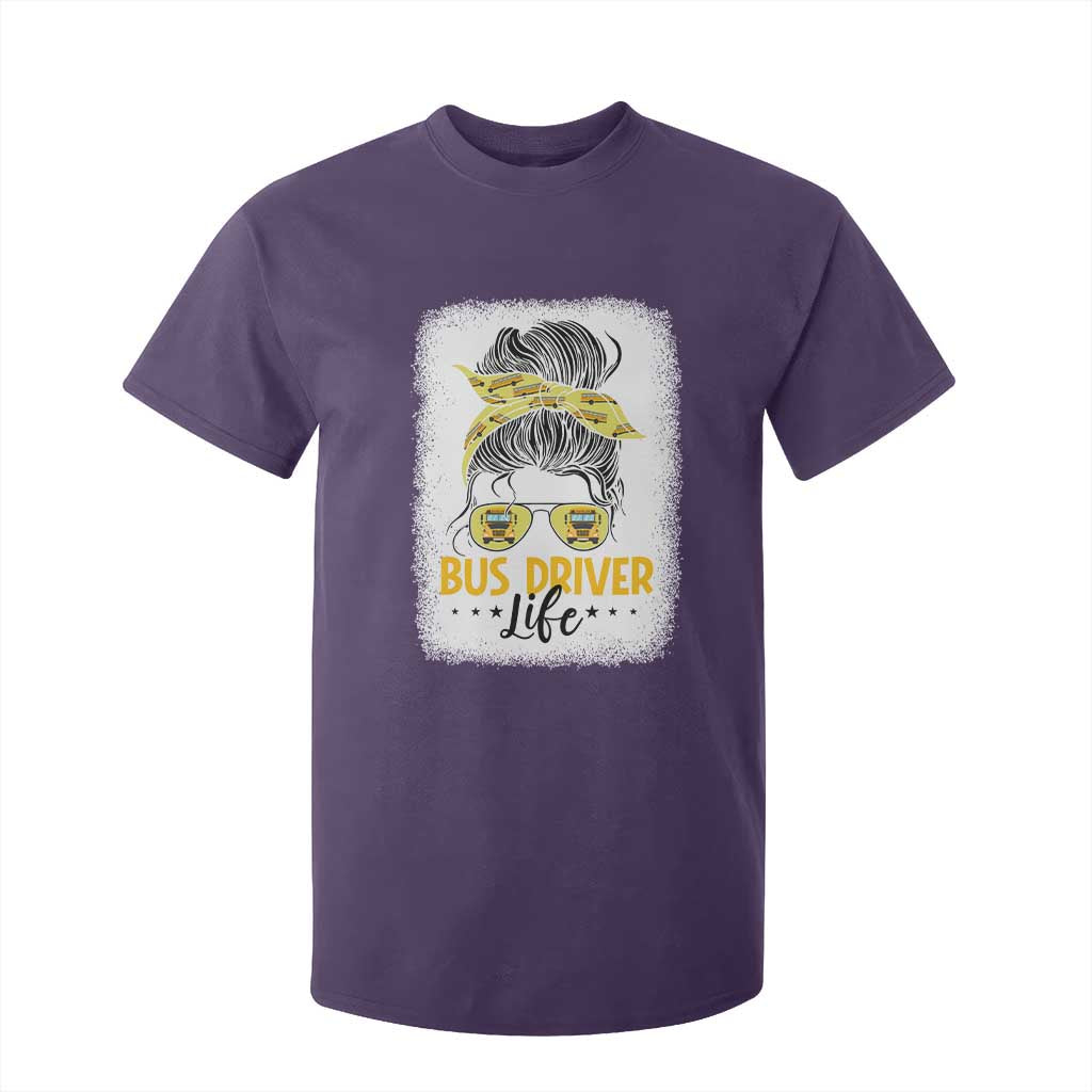 Messy Bun School Bus Driver Life T Shirt For Kid TS14 Purple Print Your Wear