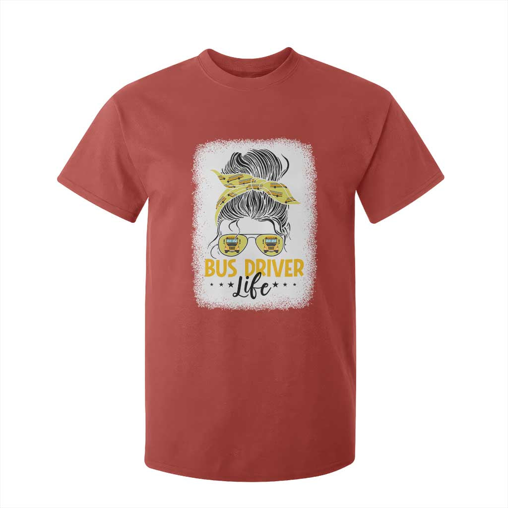 Messy Bun School Bus Driver Life T Shirt For Kid TS14 Red Print Your Wear