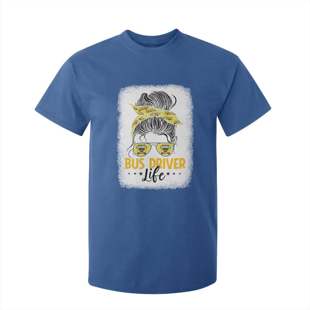 Messy Bun School Bus Driver Life T Shirt For Kid TS14 Royal Blue Print Your Wear