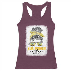 Messy Bun School Bus Driver Life Racerback Tank Top TS14 Maroon Print Your Wear