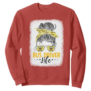 Messy Bun School Bus Driver Life Sweatshirt TS14 Red Print Your Wear