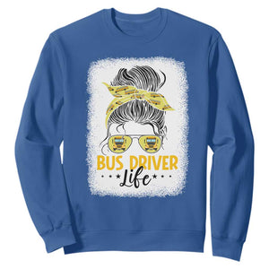 Messy Bun School Bus Driver Life Sweatshirt TS14 Royal Blue Print Your Wear
