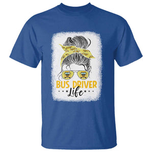 Messy Bun School Bus Driver Life T Shirt TS14 Royal Blue Print Your Wear