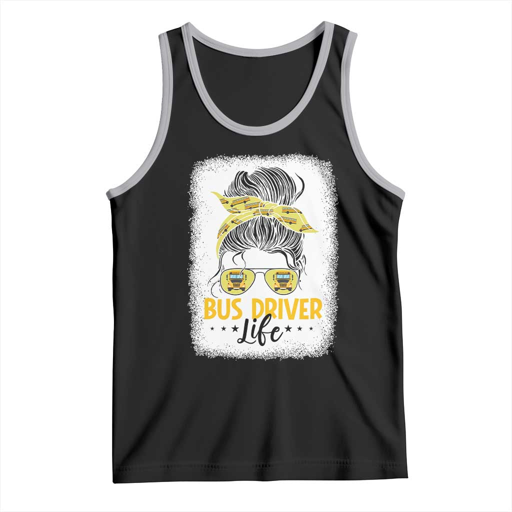 Messy Bun School Bus Driver Life Tank Top TS14 Black Athletic Heather Print Your Wear
