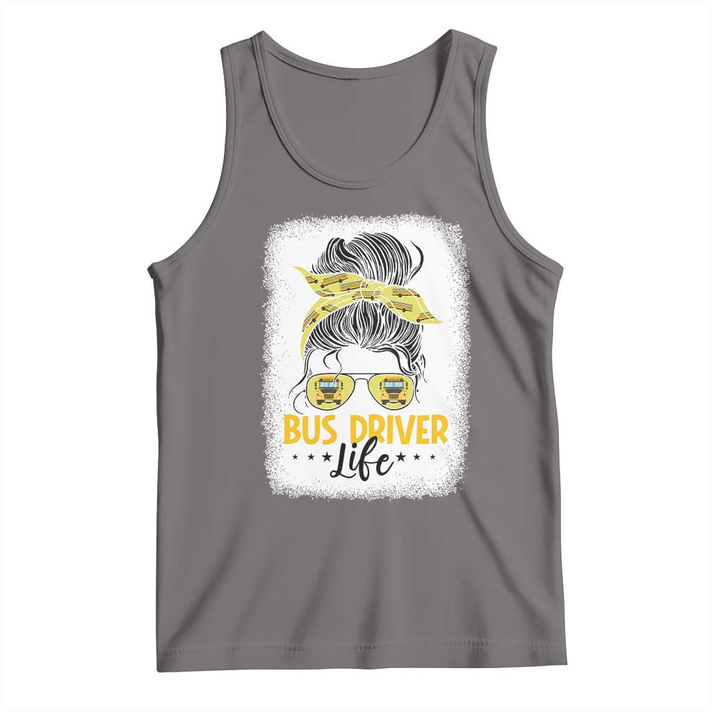 Messy Bun School Bus Driver Life Tank Top TS14 Deep Heather Print Your Wear