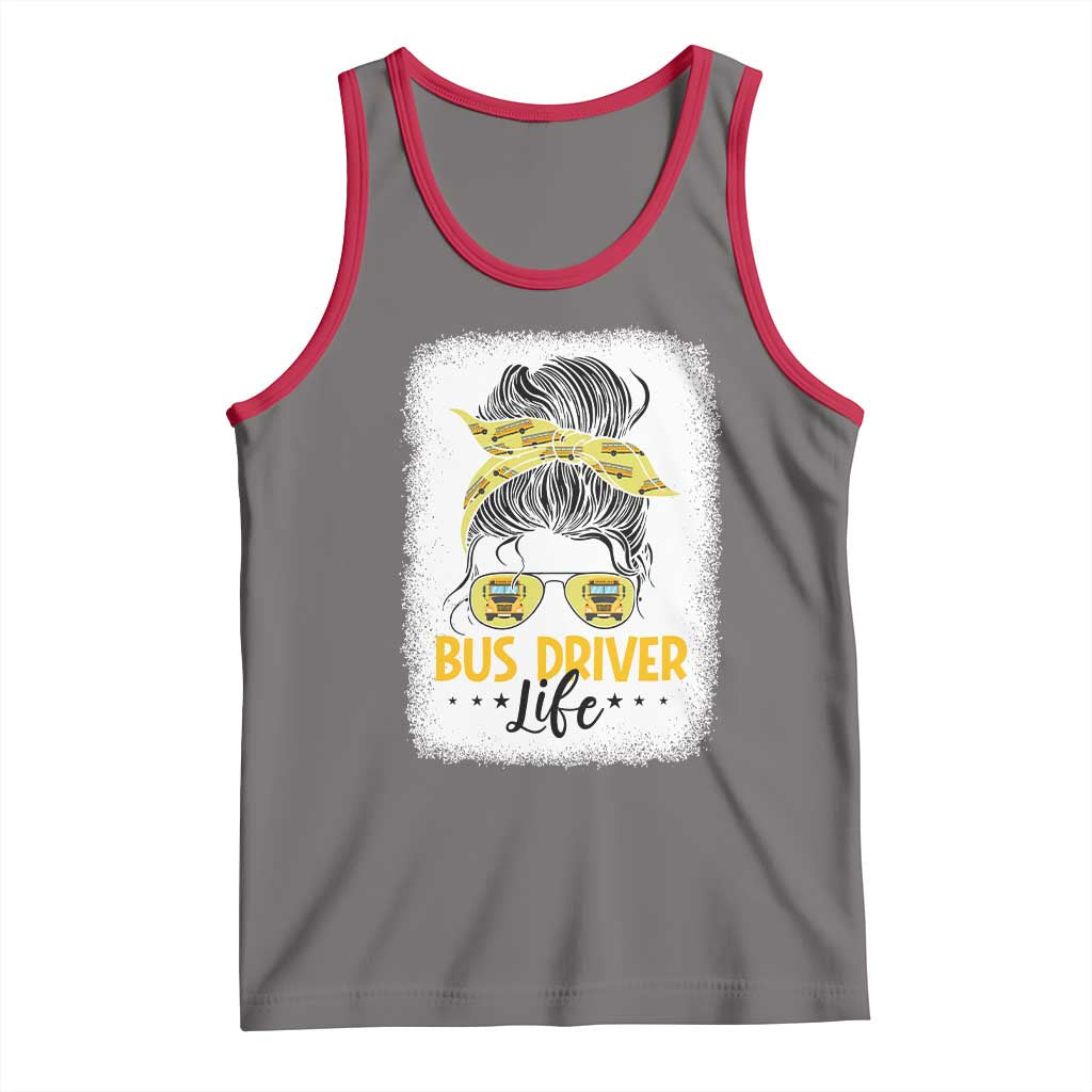 Messy Bun School Bus Driver Life Tank Top TS14 Deep Heather Red Print Your Wear