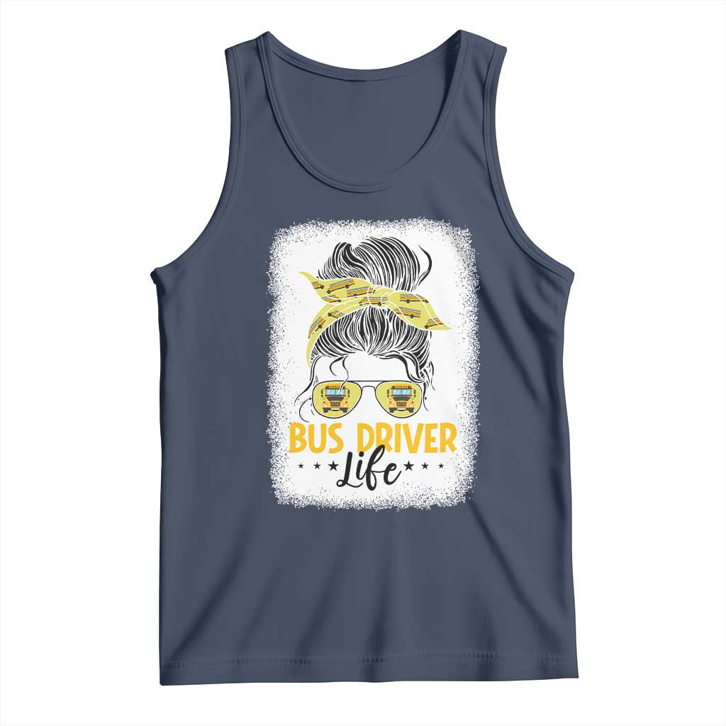 Messy Bun School Bus Driver Life Tank Top TS14 Navy Print Your Wear