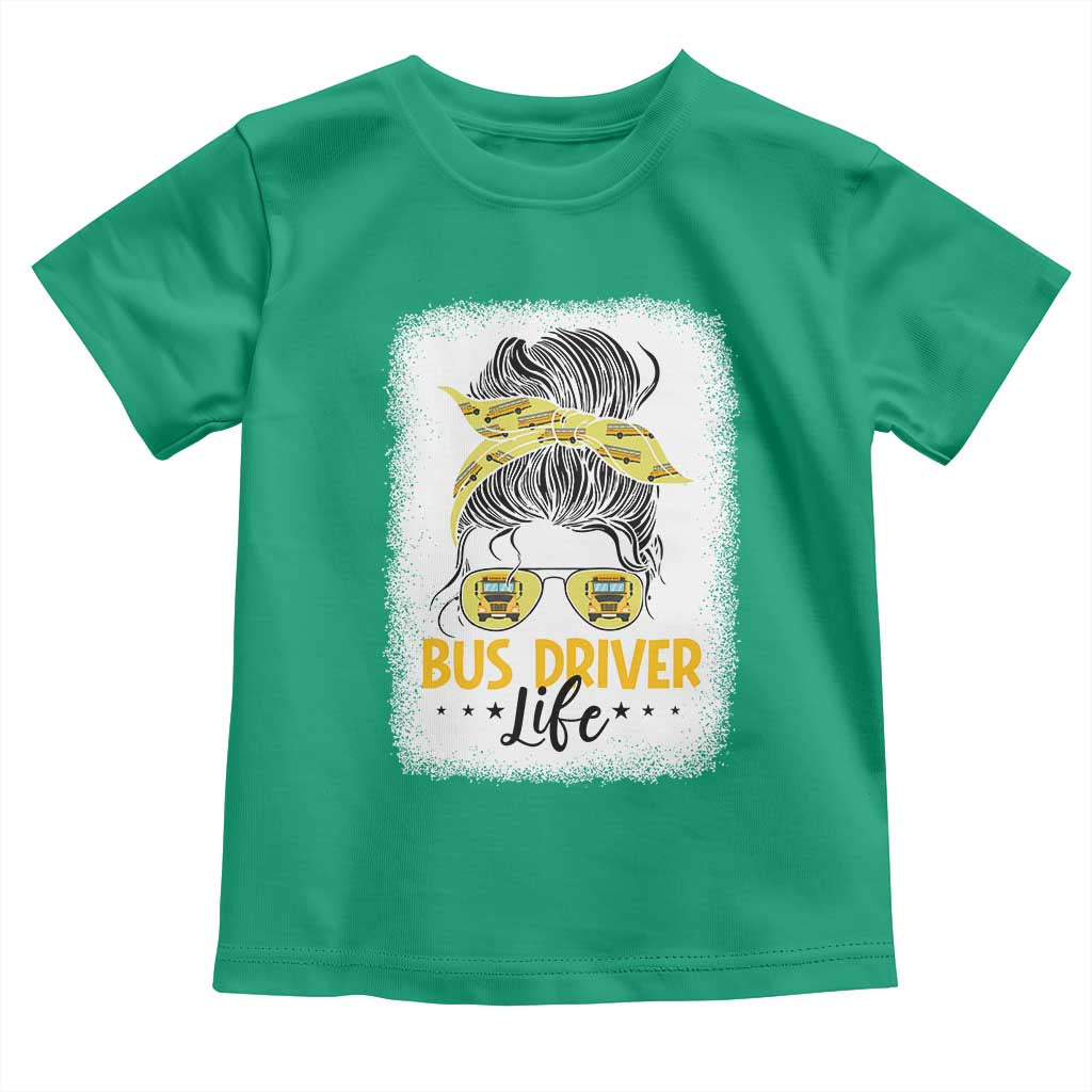 Messy Bun School Bus Driver Life Toddler T Shirt TS14 Irish Green Print Your Wear