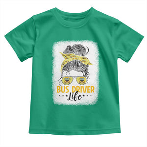 Messy Bun School Bus Driver Life Toddler T Shirt TS14 Irish Green Print Your Wear