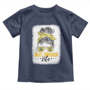 Messy Bun School Bus Driver Life Toddler T Shirt TS14 Navy Print Your Wear